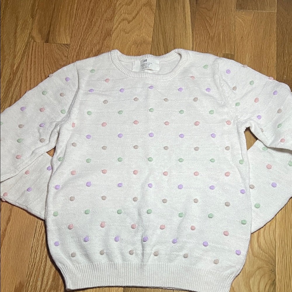 H&M Kids Girls Sweater - White with Multicolor Dots